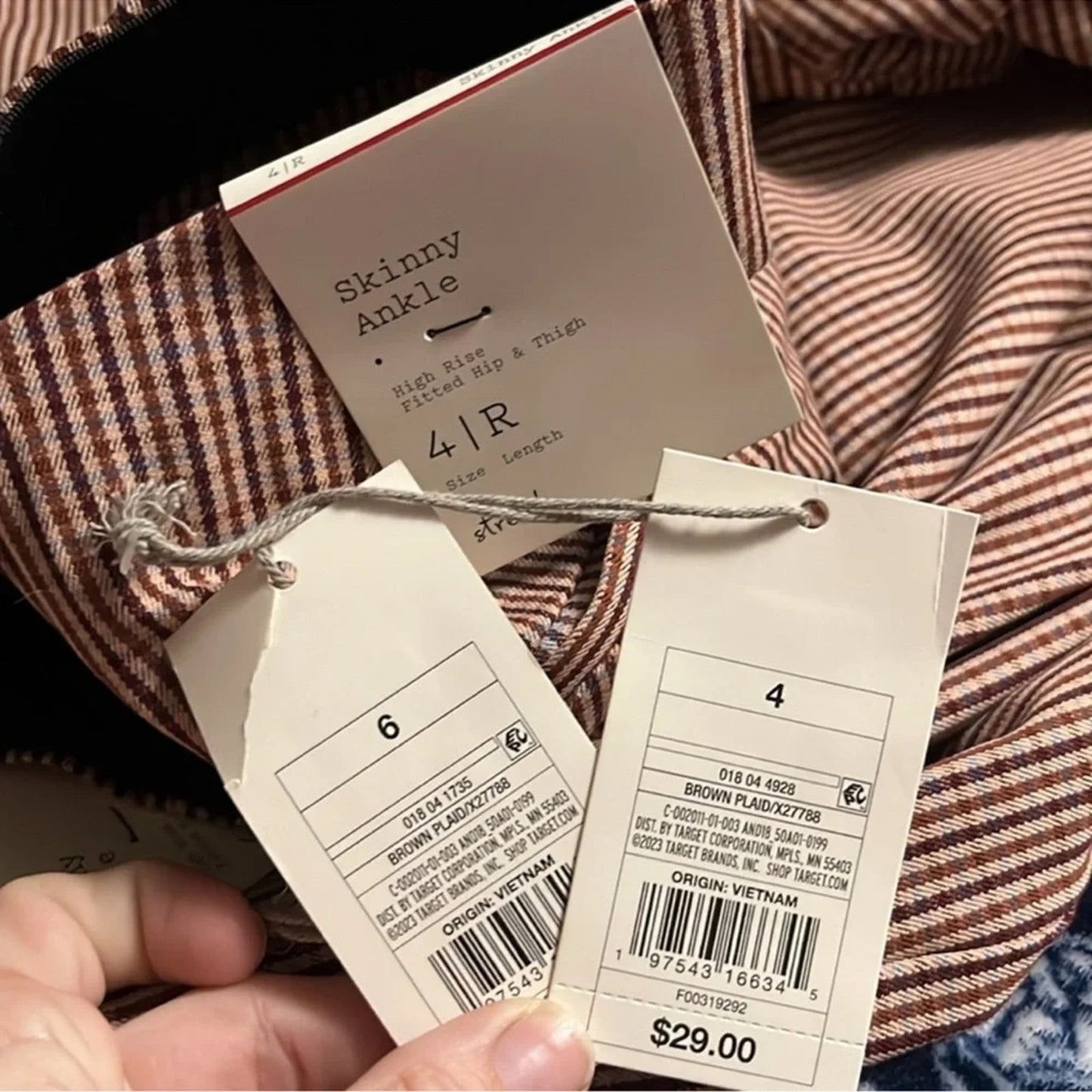 A New Day Brown Plaid Skinny Ankle Pants