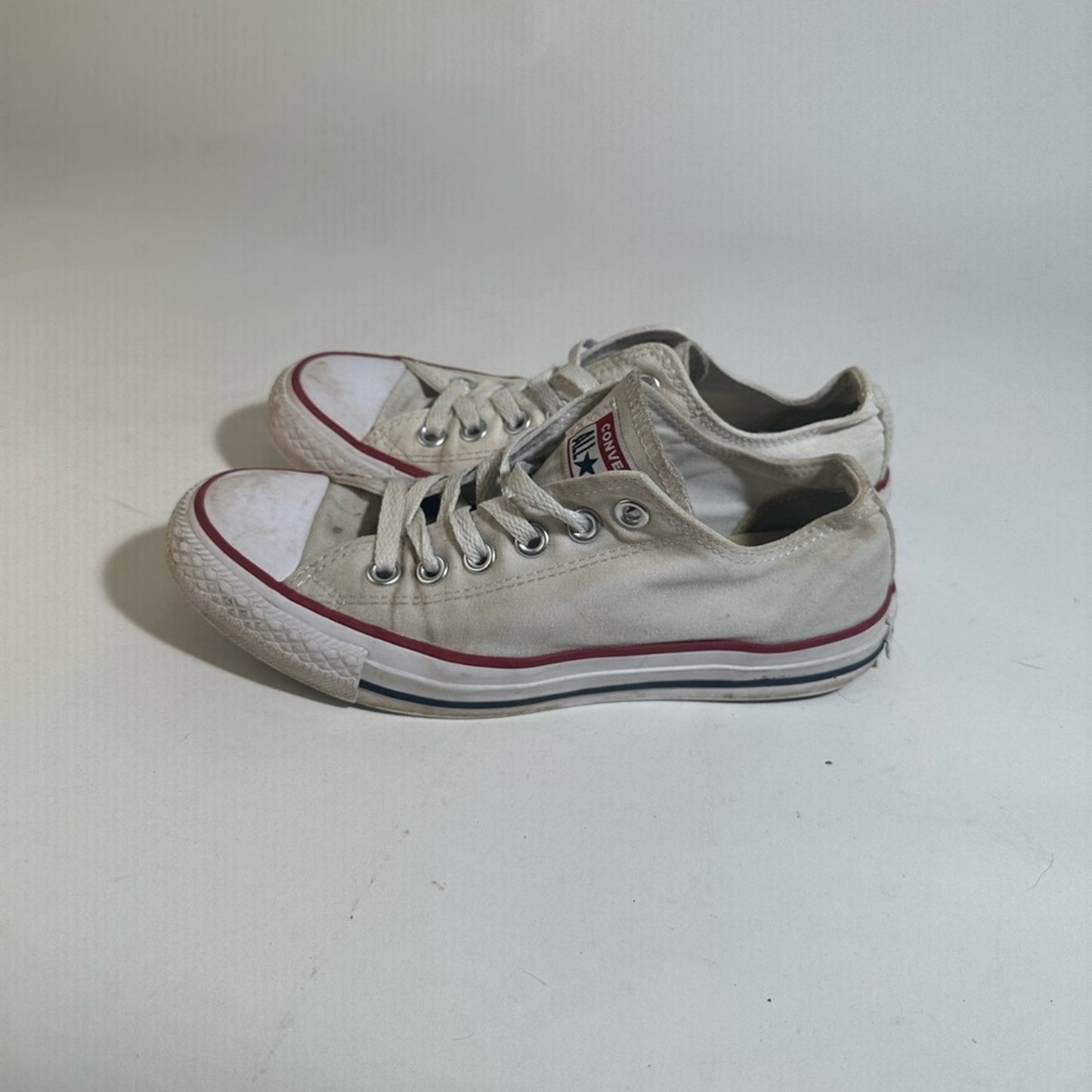 Converse All Star Cream Sneakers with Red Accents