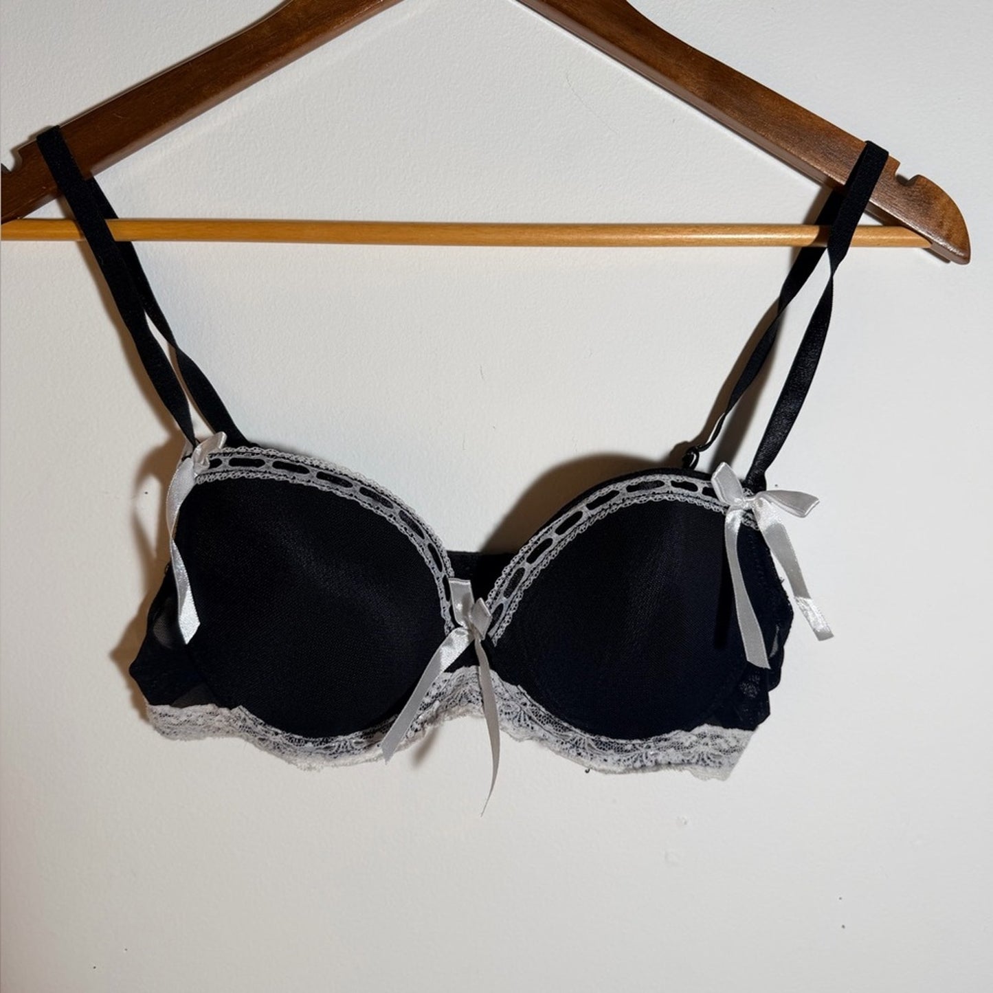 Chic Black and White Lace Bra