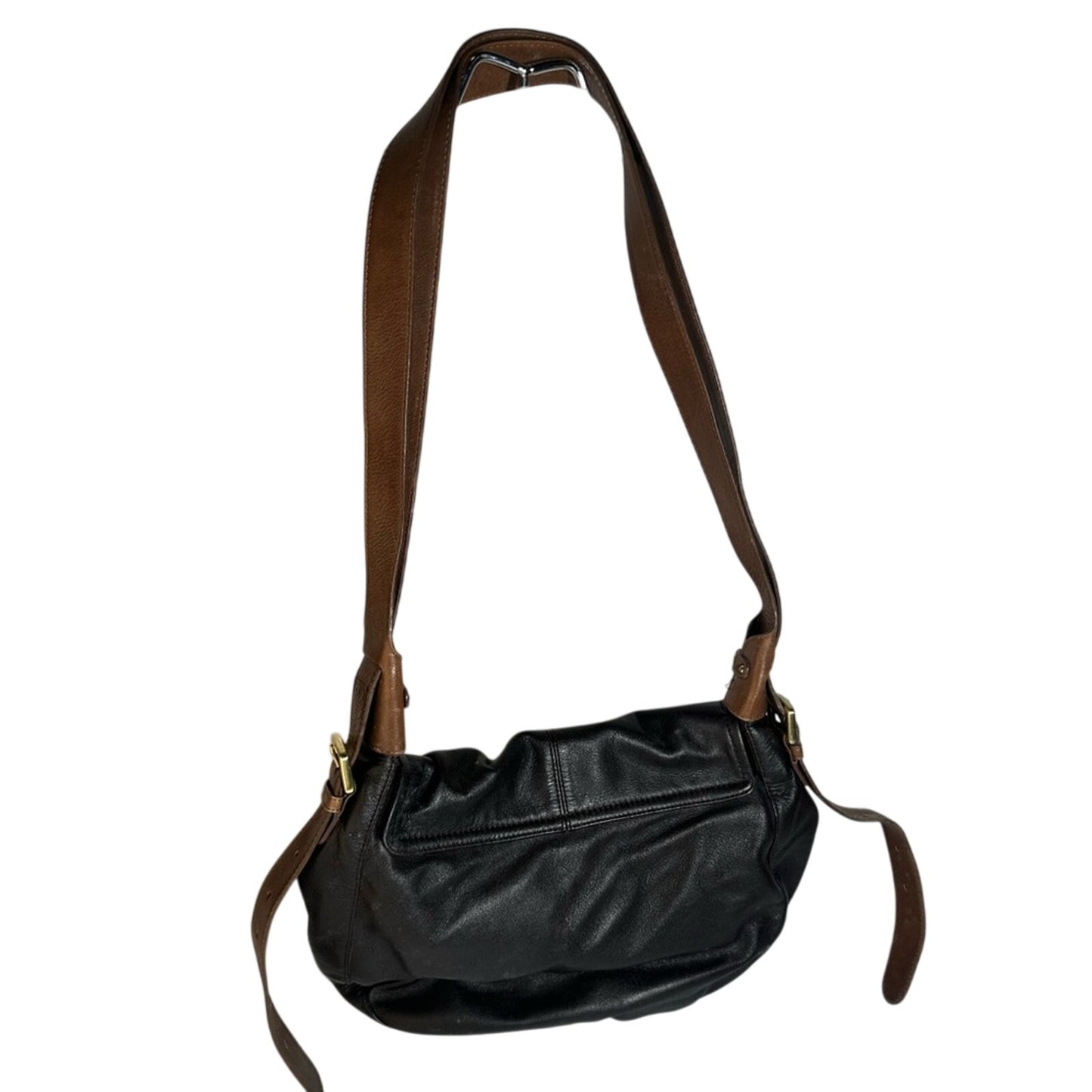 DKNY Dark Leather Bag with Gold Lock