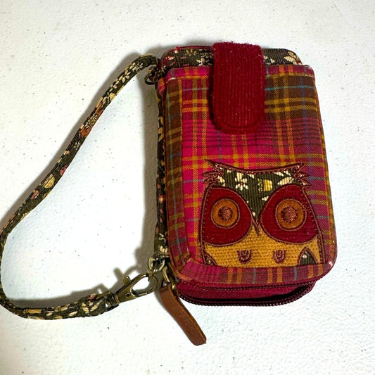 Karma Boho Plaid Owl Wristlet