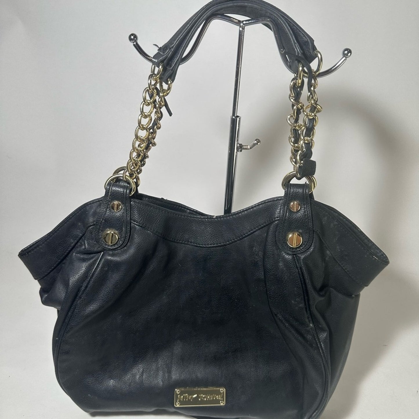 Betsey Johnson Black Shoulder Bag with Gold Hardware