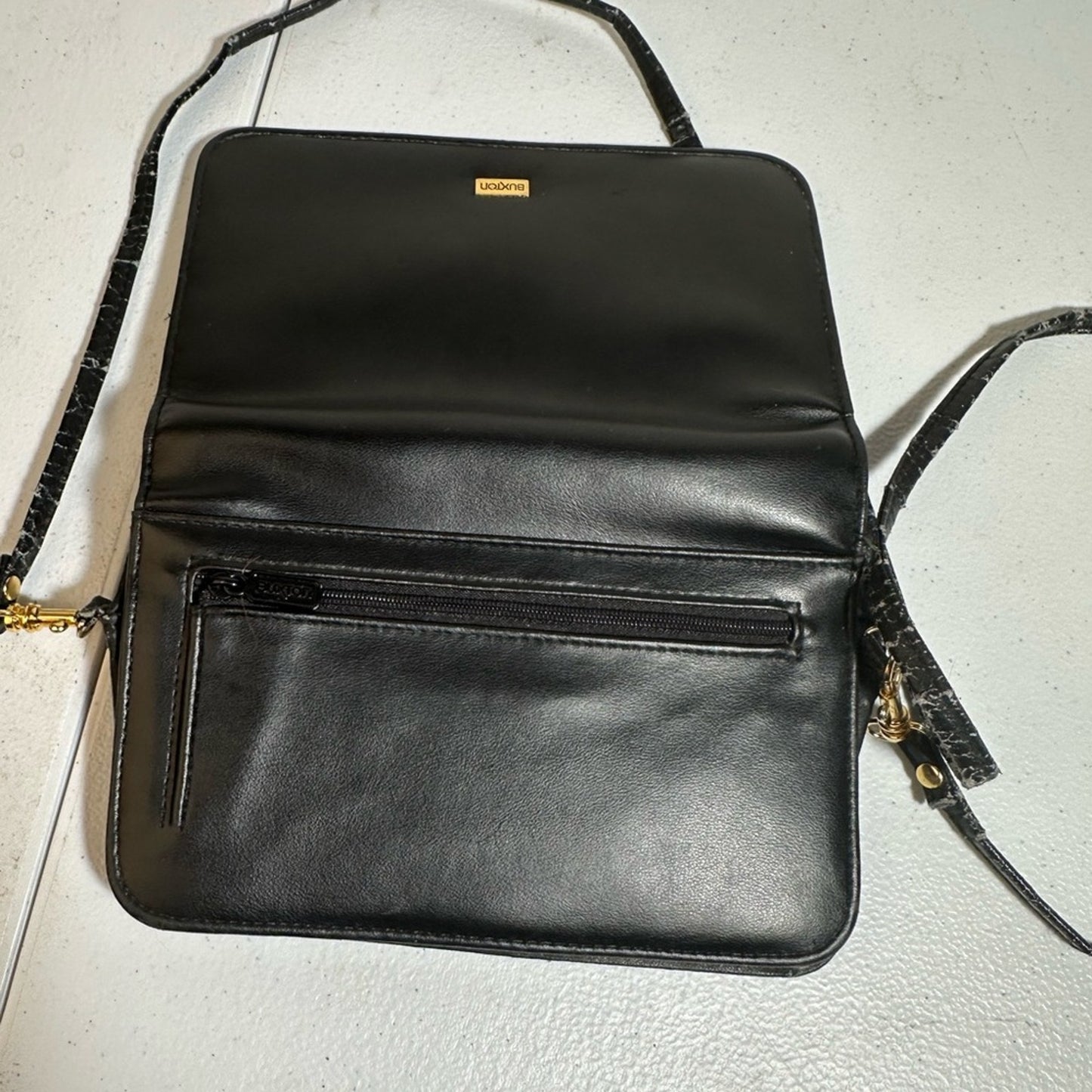 Buxton Black Leather Crossbody Bag