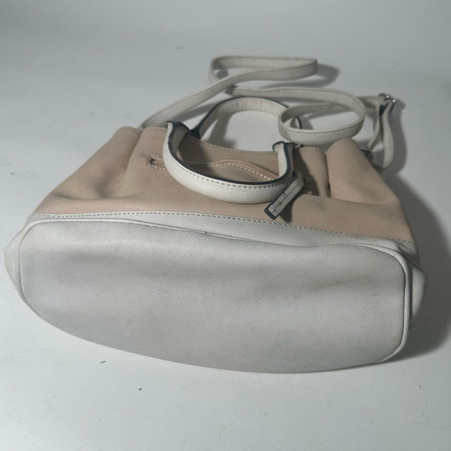 Nine West Cream and White Satchel with Double Handles and Silver Hardware