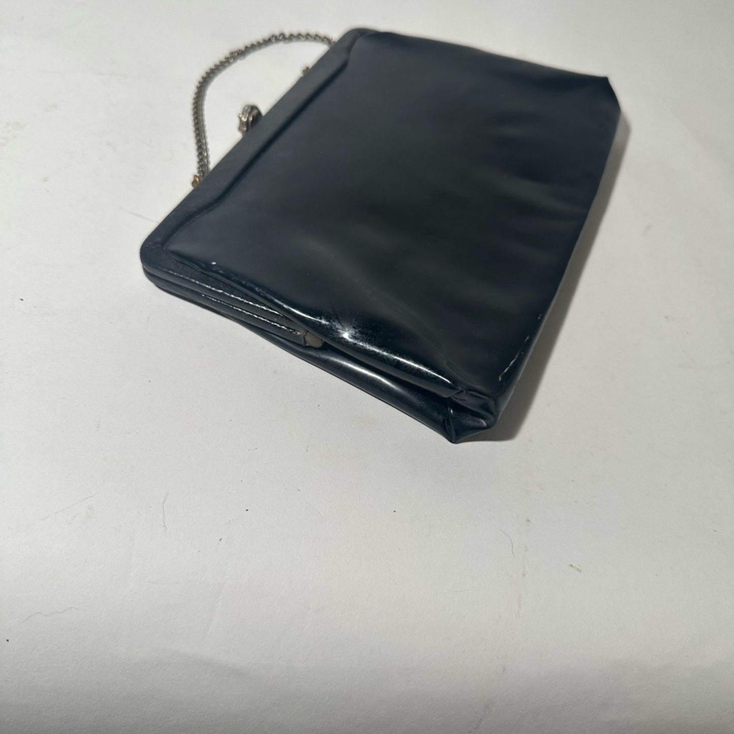 Elegant Vintage Black Clutch with Metal Chain