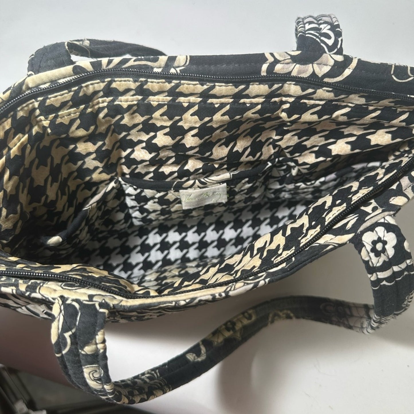 Vera Bradley Black and White Paisley Tote with Double Handles