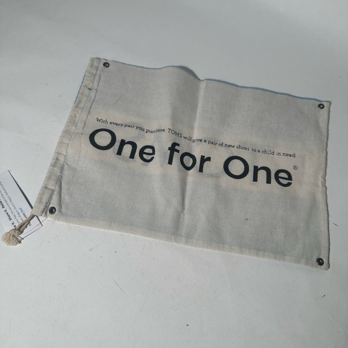Toms Blue and White Fabric Banner Dust Bag
