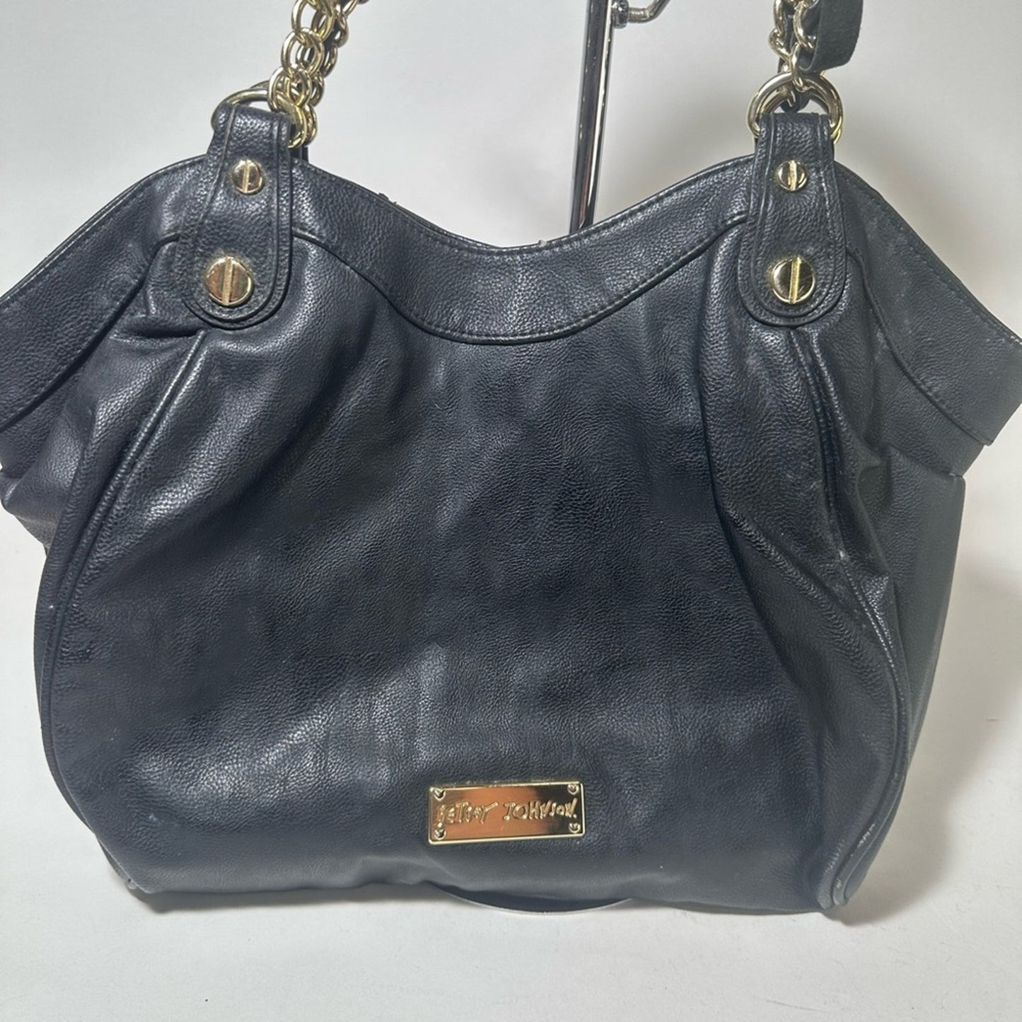 Betsey Johnson Black Shoulder Bag with Gold Hardware