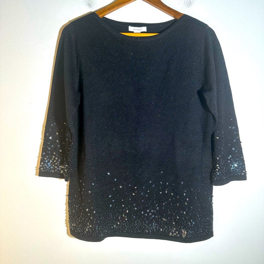 Black Sequin Embellished Top