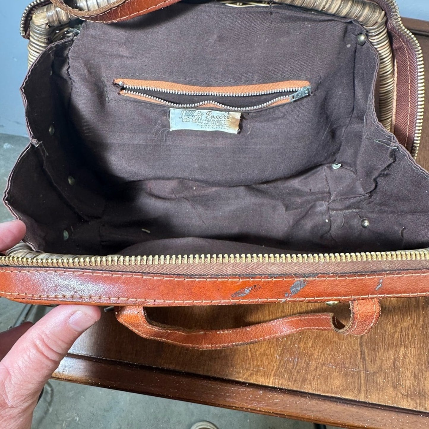 Vintage Brown Woven Leather Strap Women's Bag
