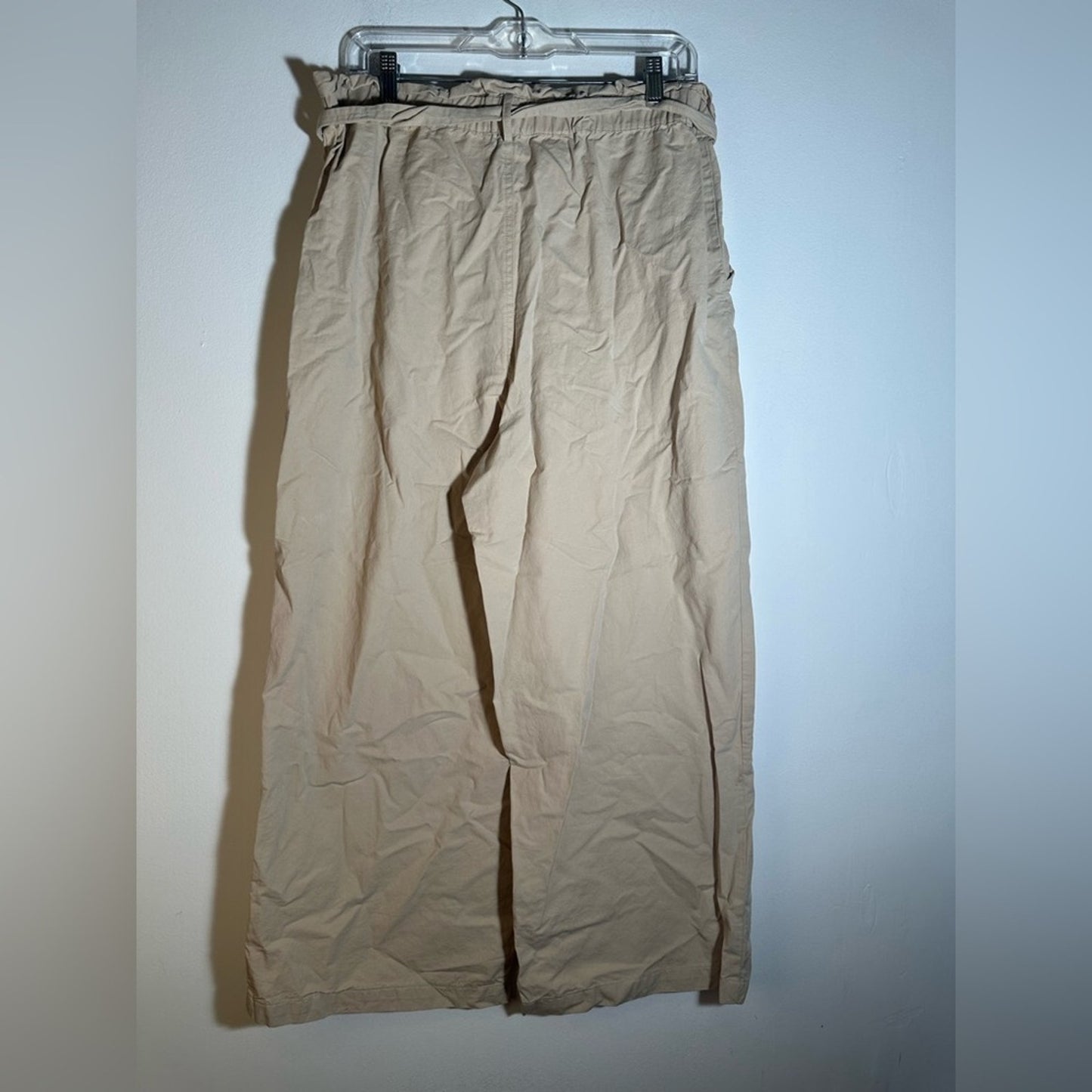 Beige Wide-Leg High-Waisted Pants