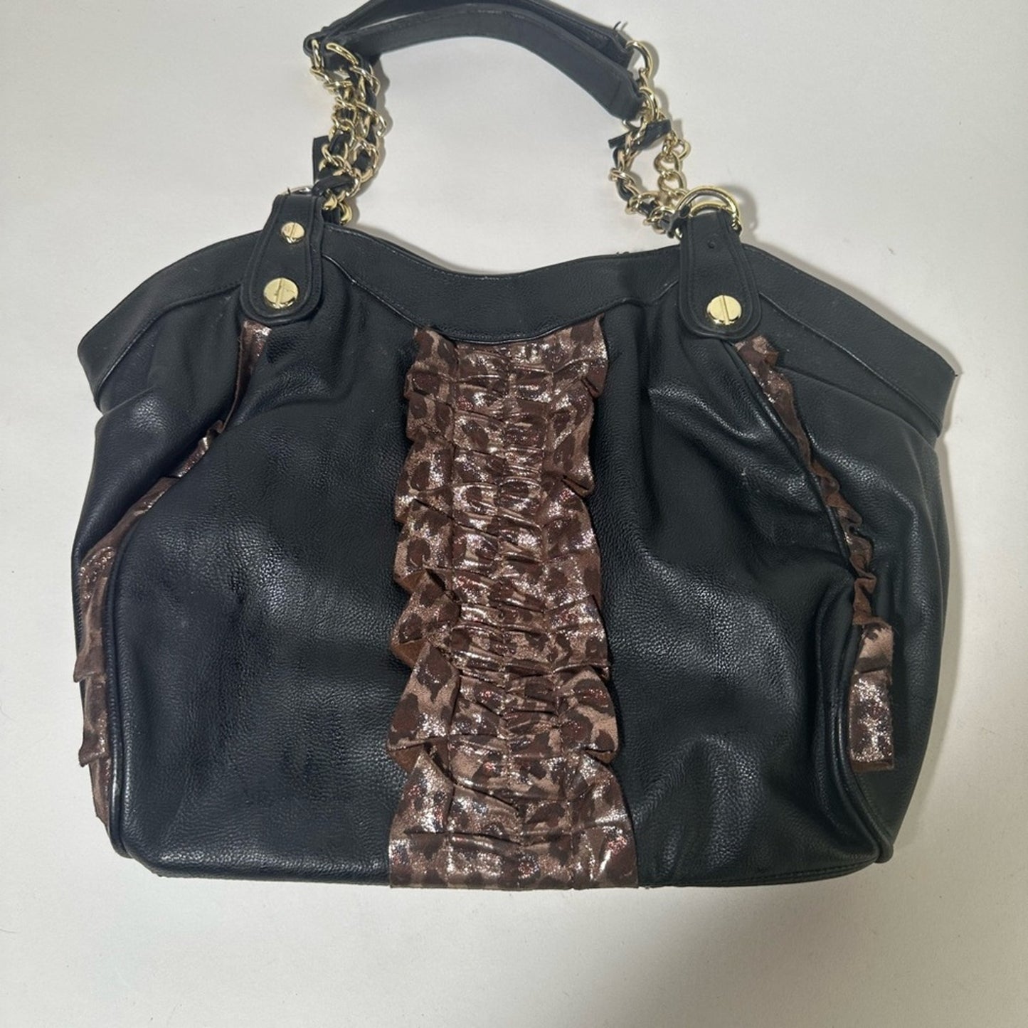 Betsey Johnson Black Shoulder Bag with Gold Hardware