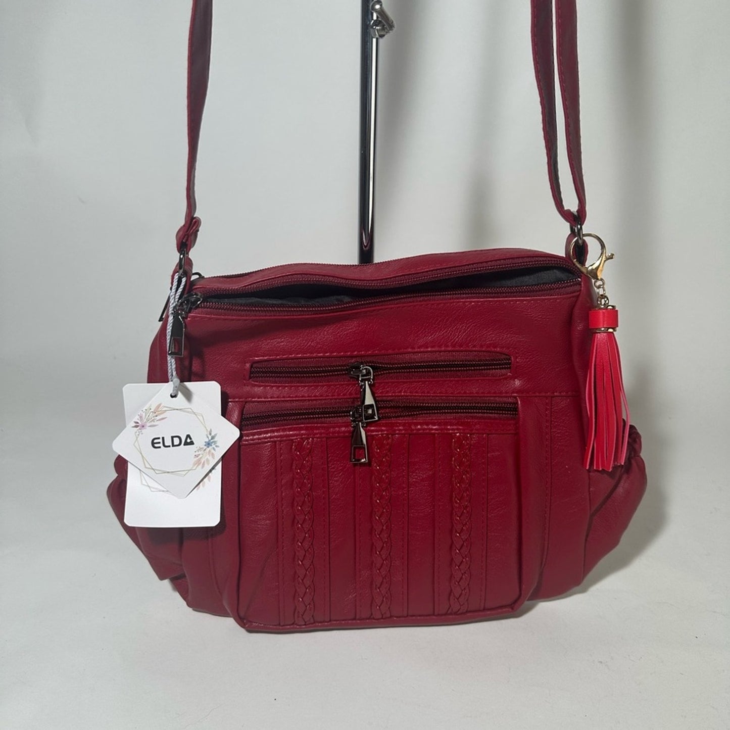 NWT Red Quilted Leather Crossbody Bag