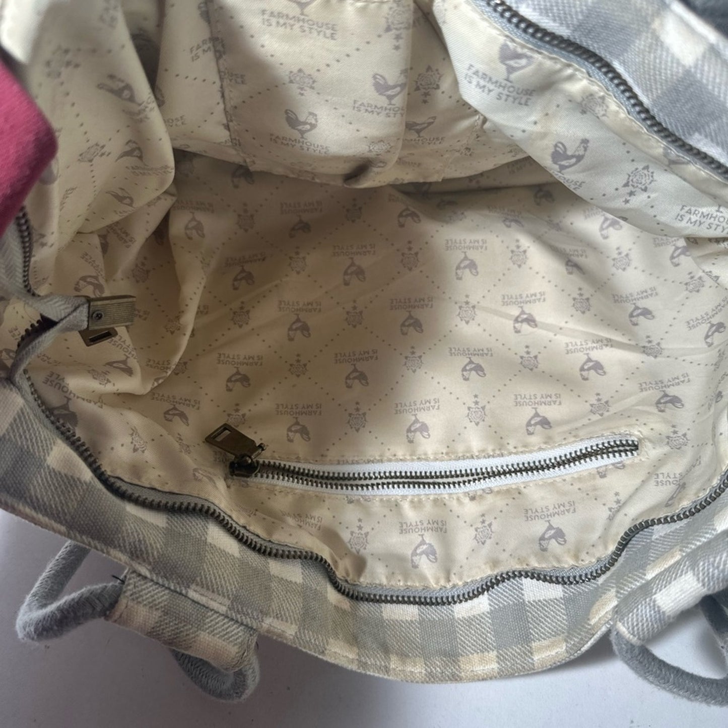 Gray Checkered Tote with Structured Design