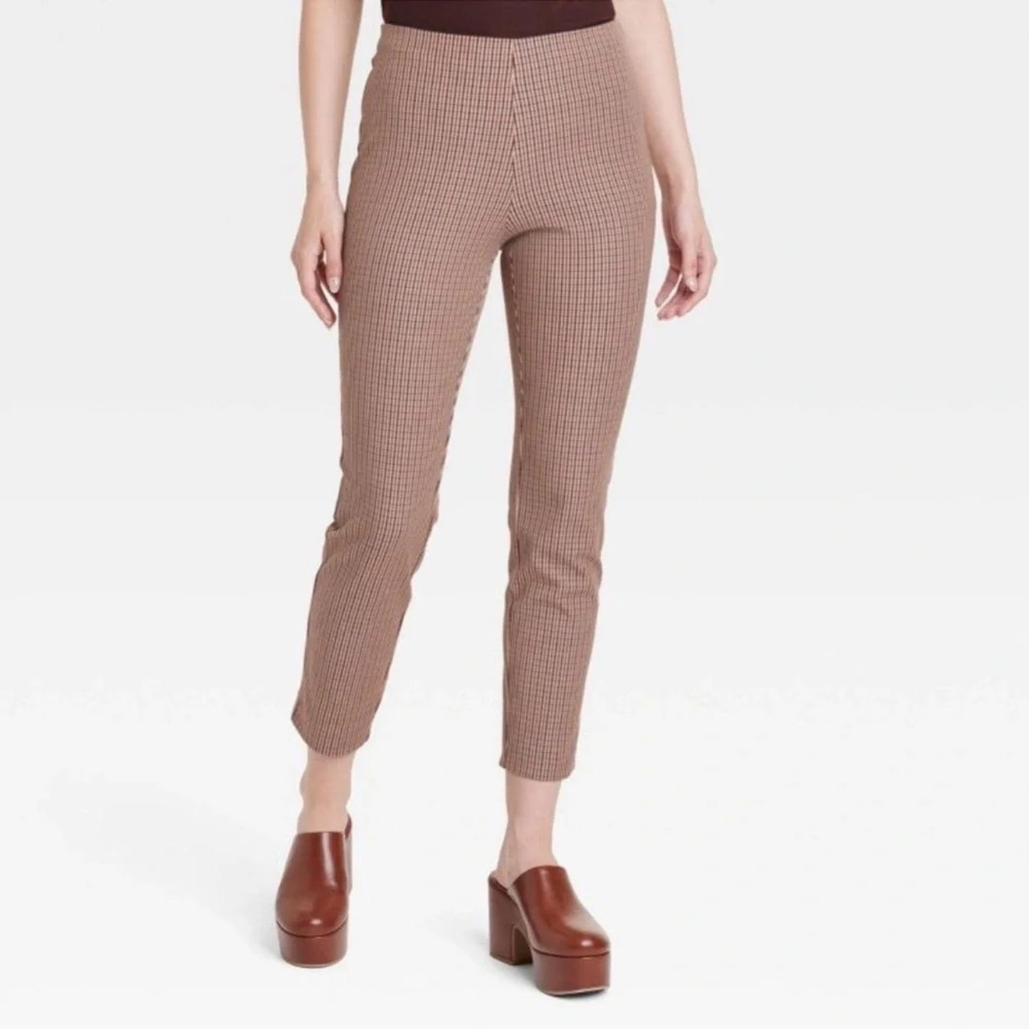 A New Day Brown Plaid Skinny Ankle Pants
