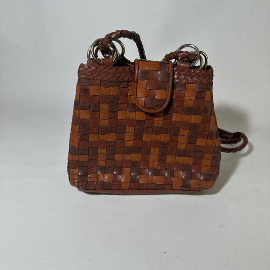 Brown Woven Leather  Bag