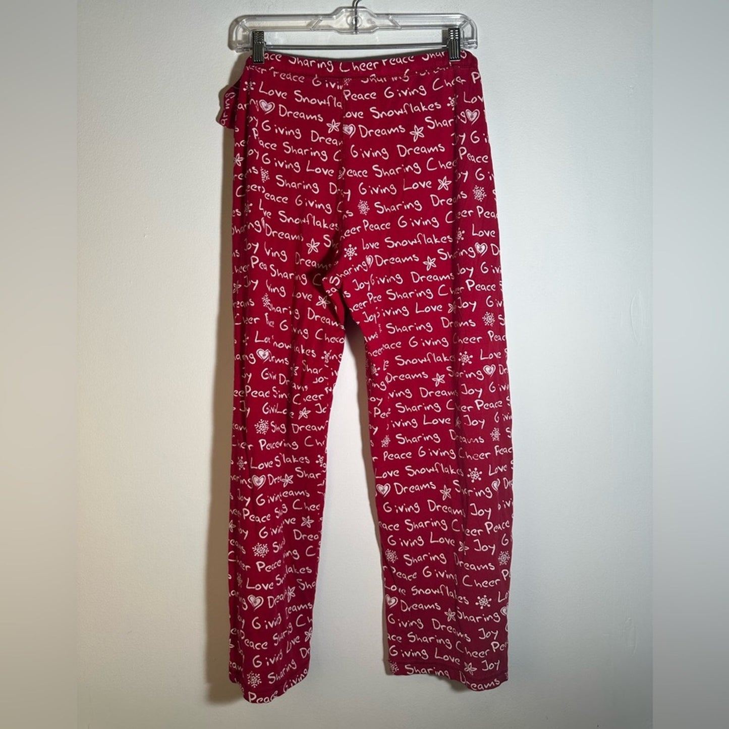 Red Pajama Pants with White Text