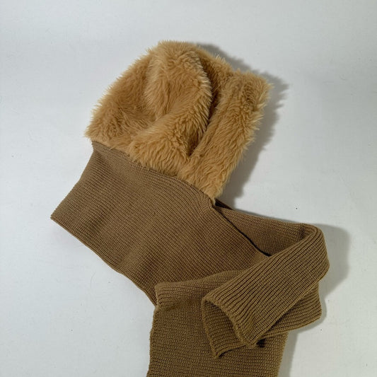 Elegant Tan Scarf with Faux Fur