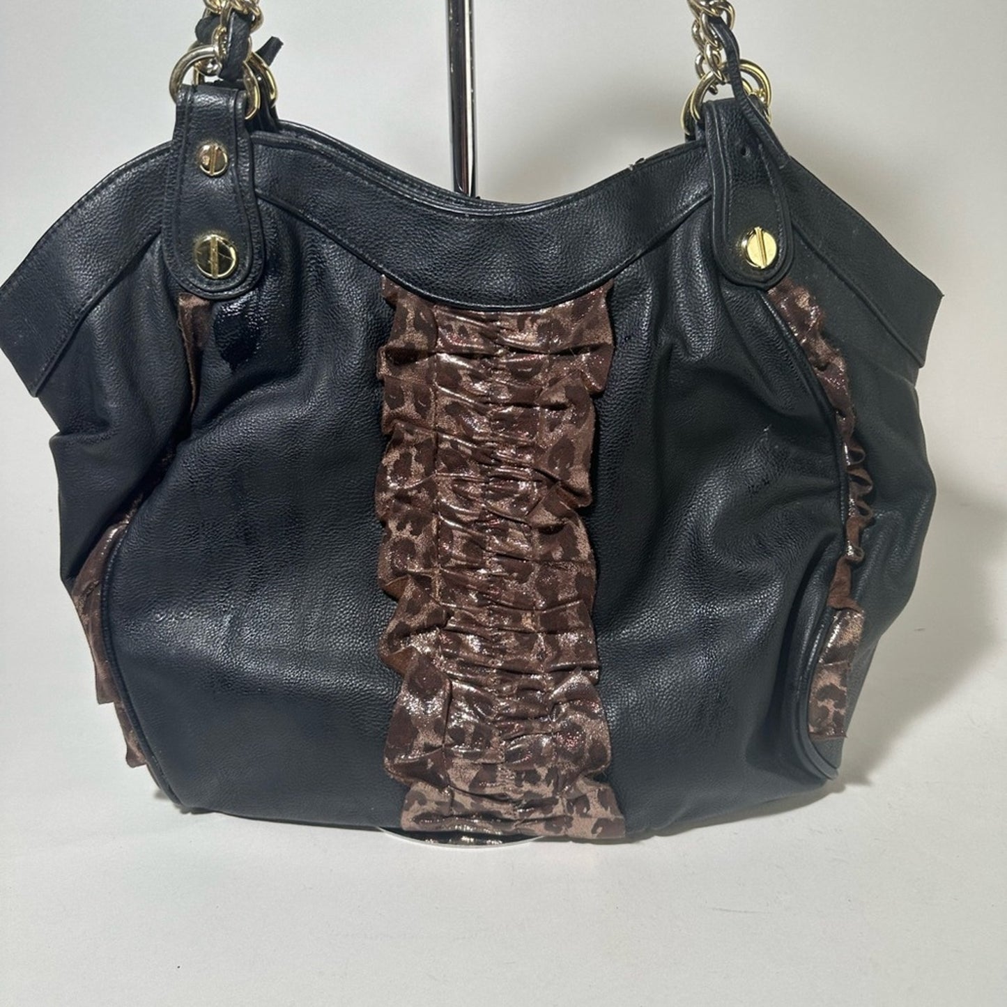 Betsey Johnson Black Shoulder Bag with Gold Hardware