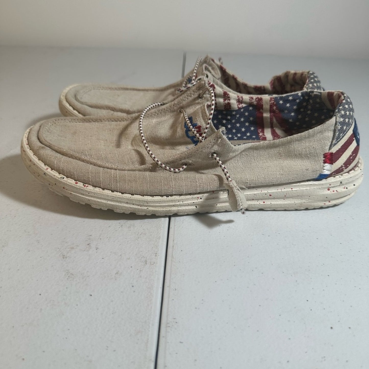 Hey Dude Americana Casual Beige Canvas Shoes