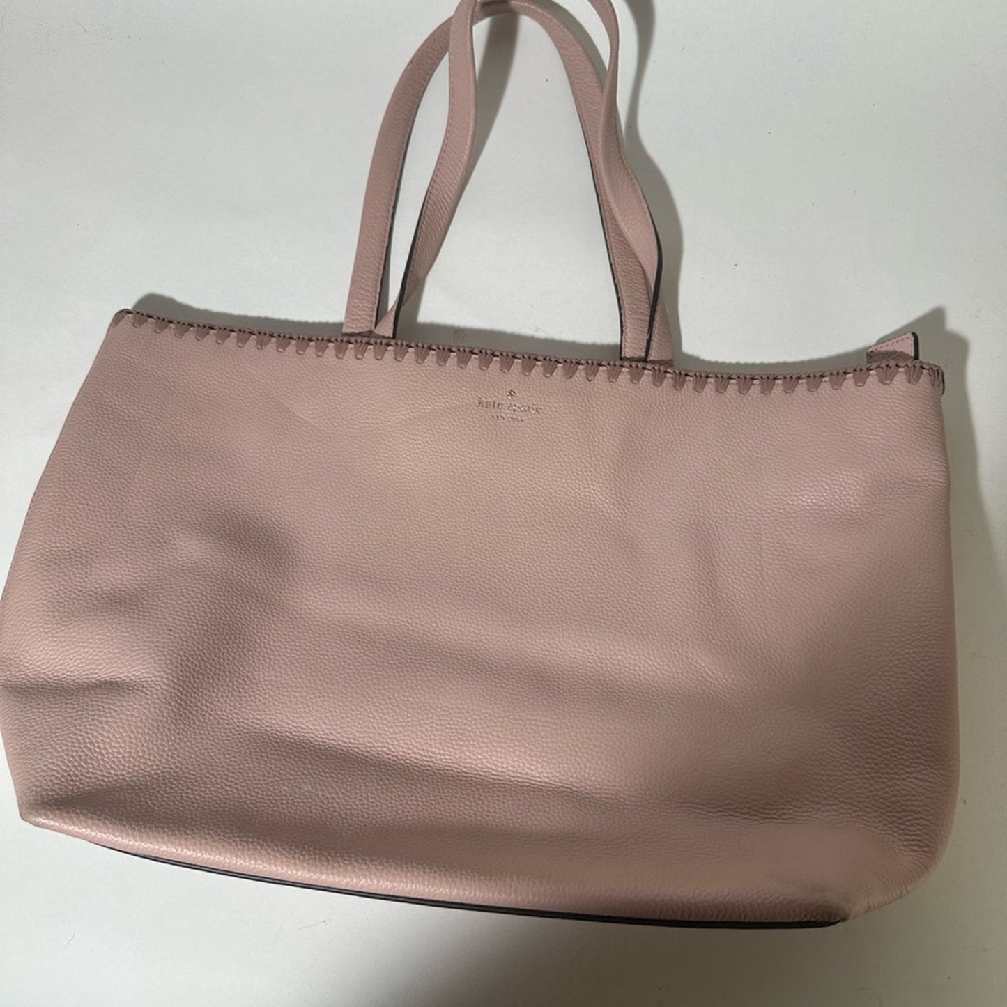 Kate Spade Elegant Pink Leather Tote with Whipstitch Detail