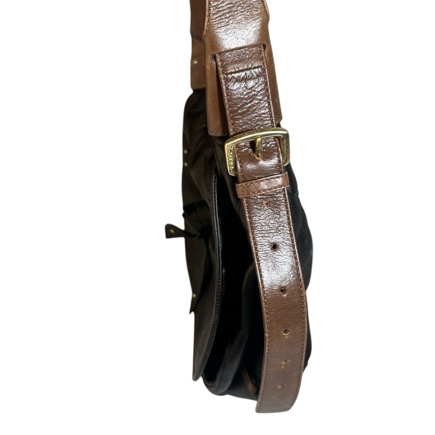 DKNY Dark Leather Bag with Gold Lock