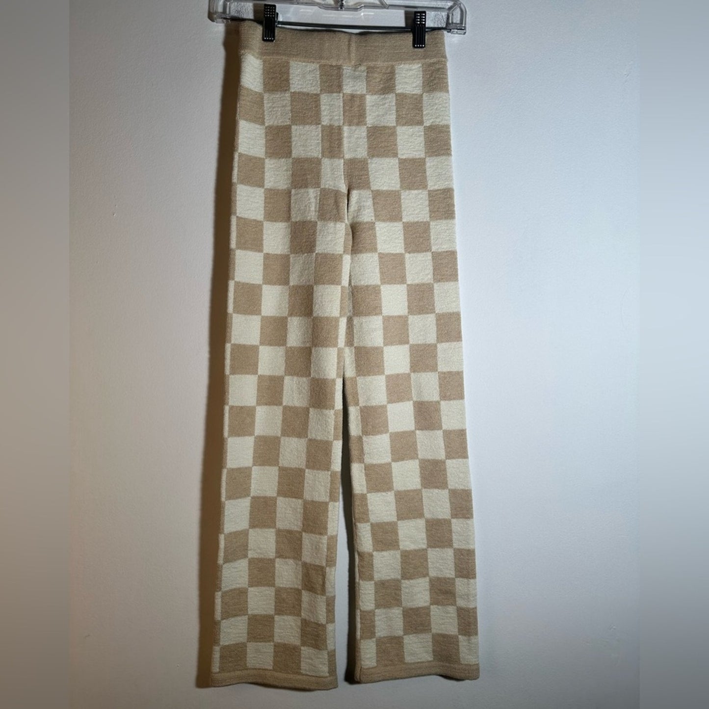 Belle the Label Checkered Beige and White Women's Pants