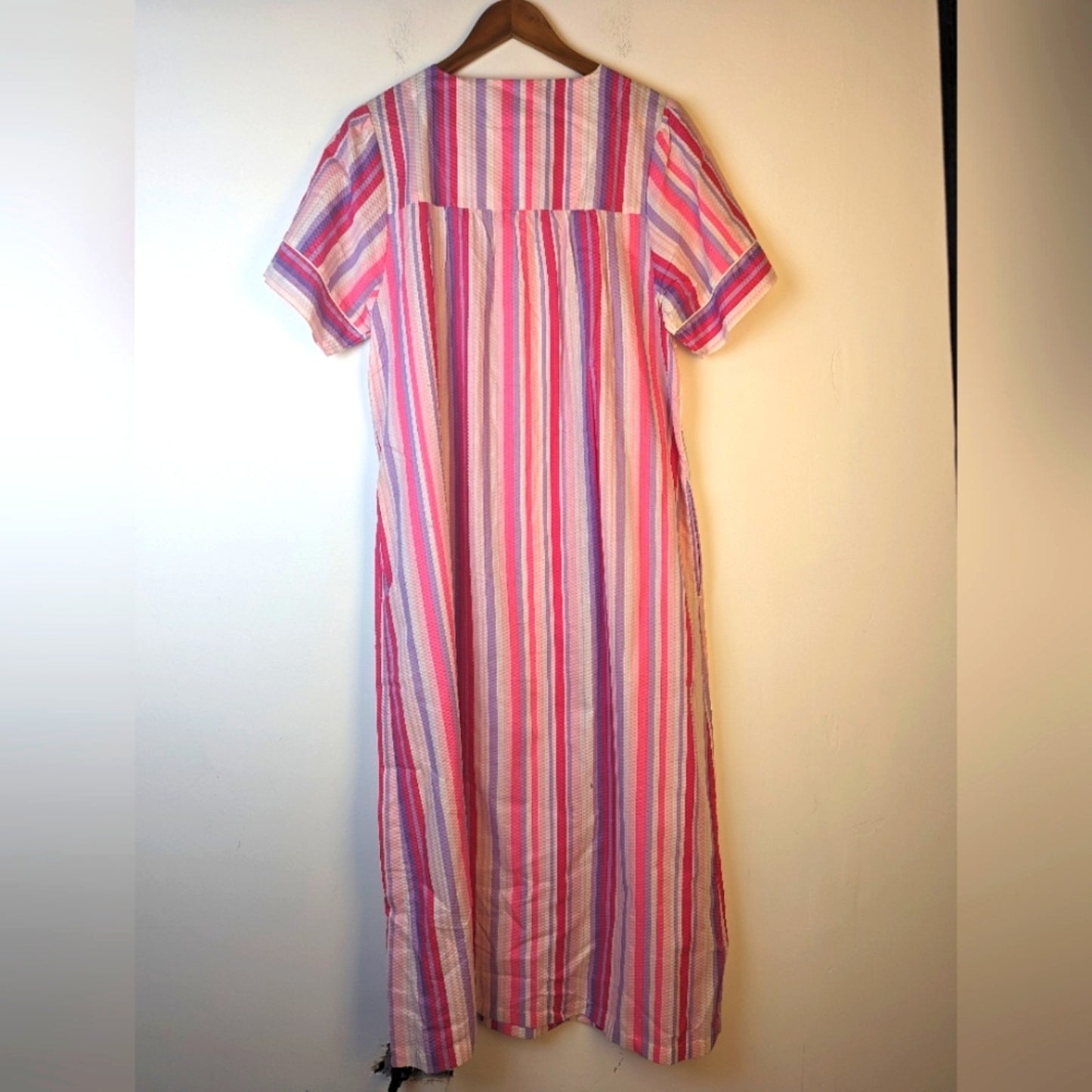 Short Sleeve Zip Front Robe Nightgown - Medium