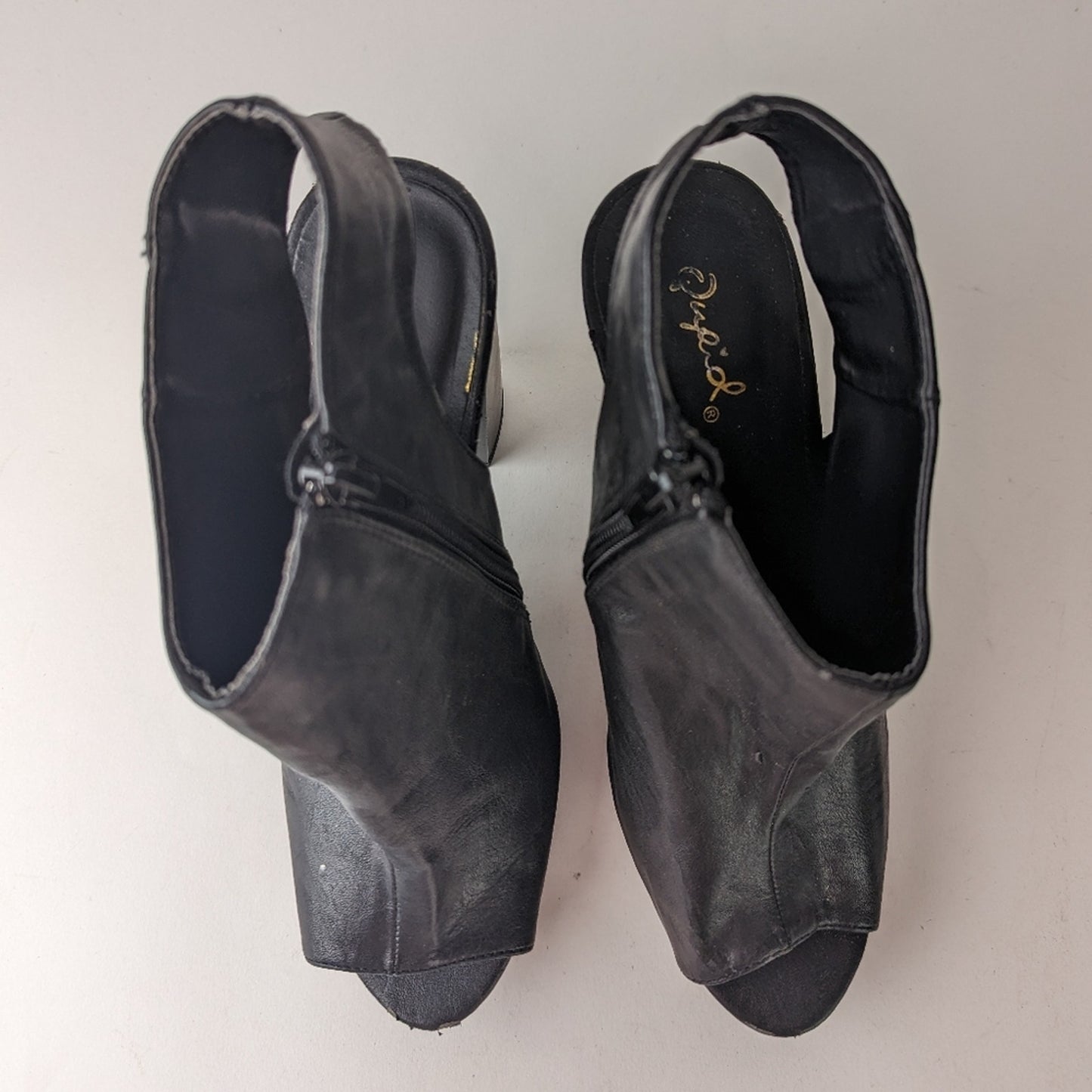 Qupid Chunky Heeled Peep Toe Booties - 6