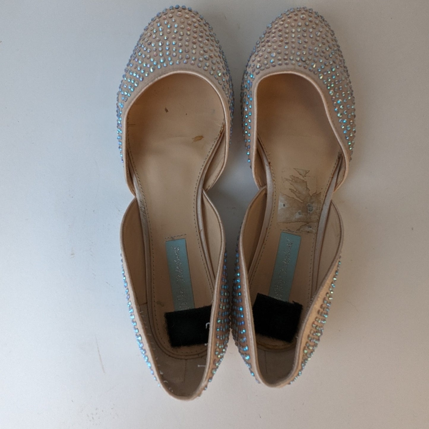 Betsey Johnson Jane Satin Rhinestone Flats / 9