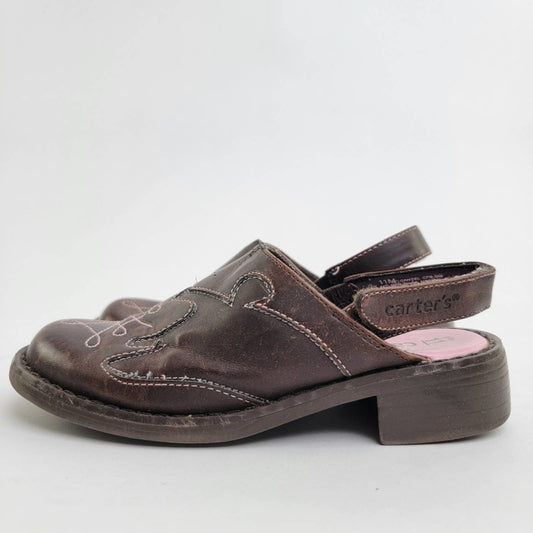 Carters Brown Leather Slingback Slip On Sandal Mules - 11 C