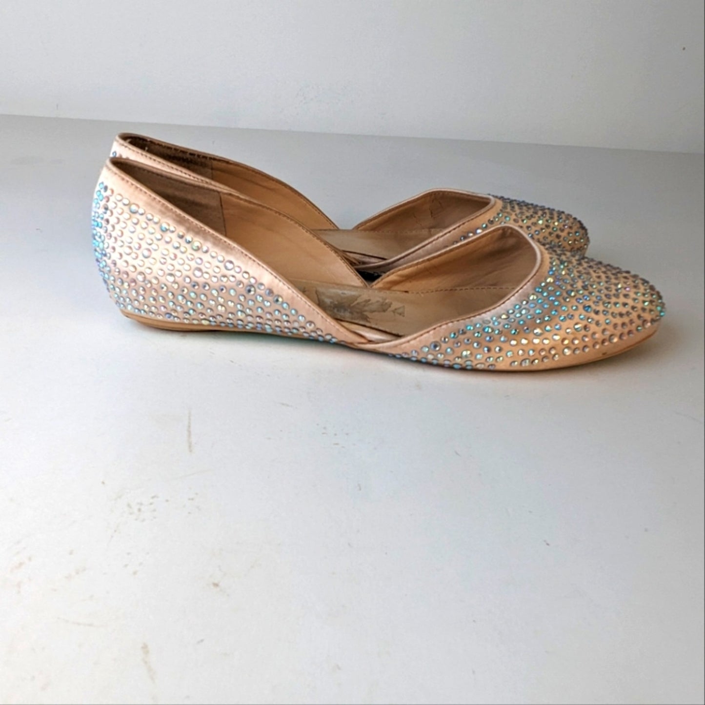Betsey Johnson Jane Satin Rhinestone Flats / 9