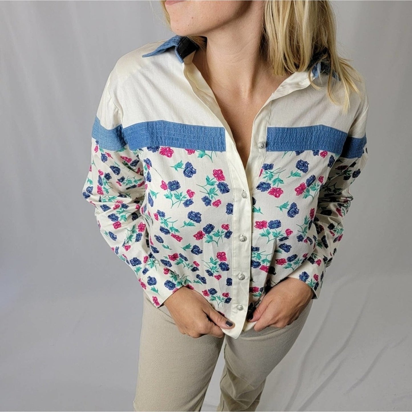 Vintage 90s Western Muted Multicolor Long Sleeve - S,L,XL