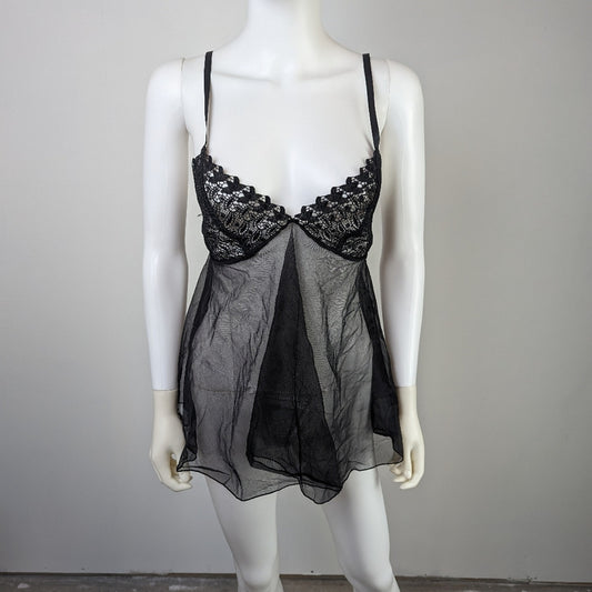 Black Lacey Babydoll Nightie - Large