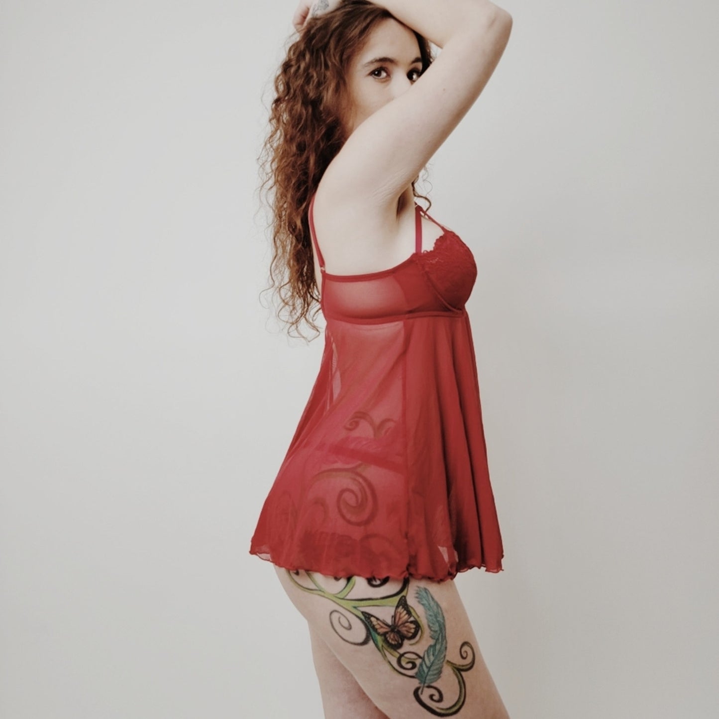 Babydoll Red Nightie  Set One Size