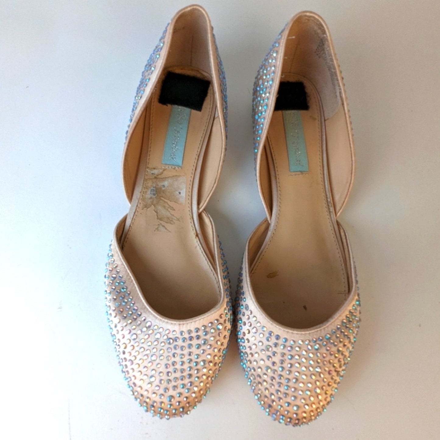 Betsey Johnson Jane Satin Rhinestone Flats / 9