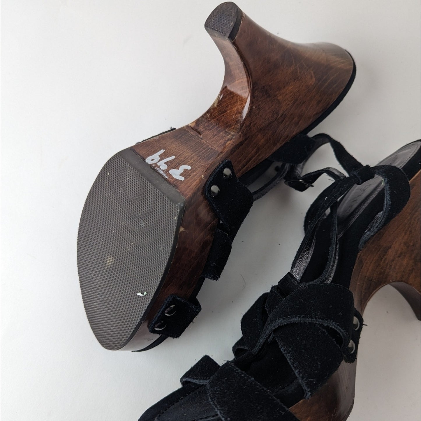 Jessica Bennett Jrena Wooden Leather Sandals Clogs - 9.5
