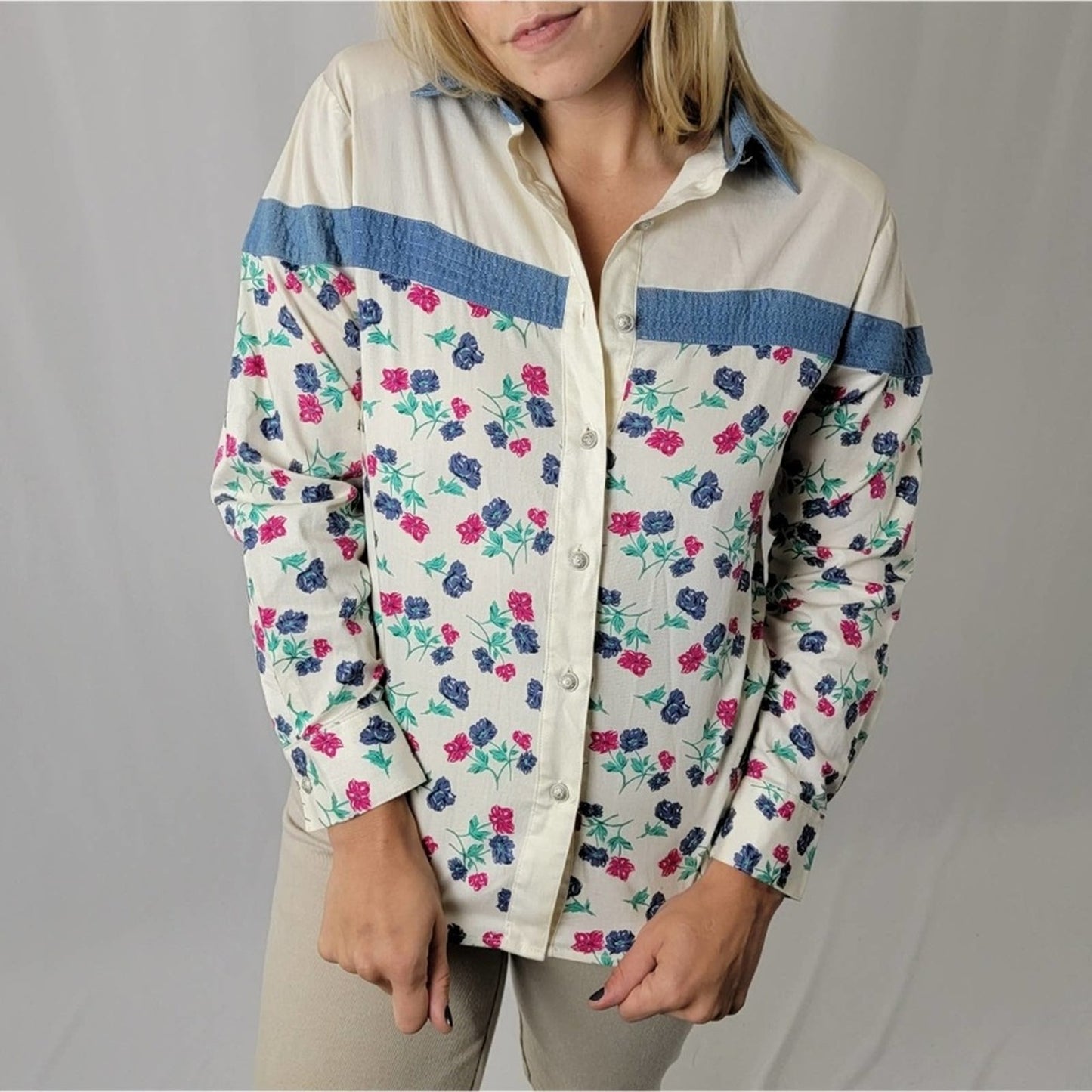Vintage 90s Western Muted Multicolor Long Sleeve - S,L,XL