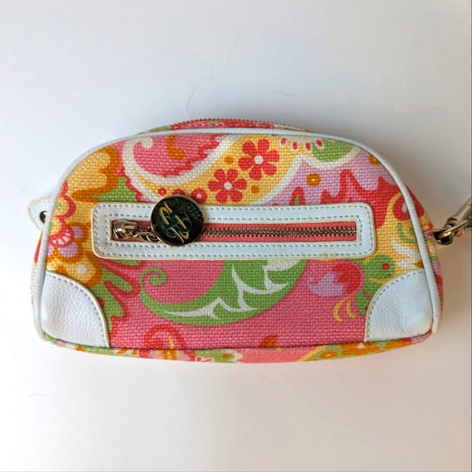 Spartina 449 Floral Linen & Leather Wristlet Bag