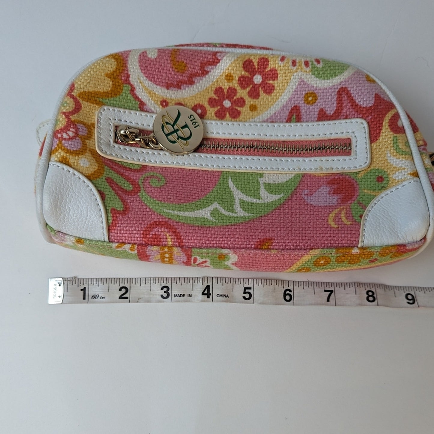 Spartina 449 Floral Linen & Leather Wristlet Bag