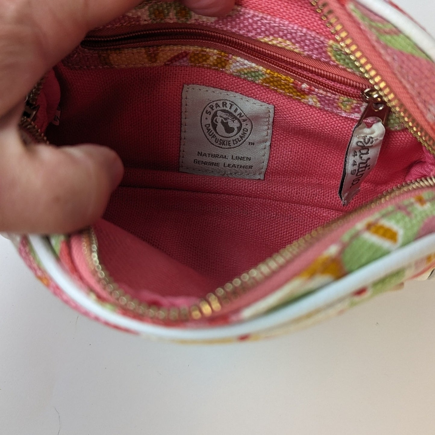 Spartina 449 Floral Linen & Leather Wristlet Bag