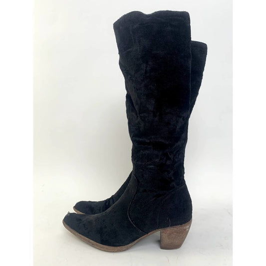Elizabeth and James Black E-ryder Velvet Western Boots / Booties - 6.5
