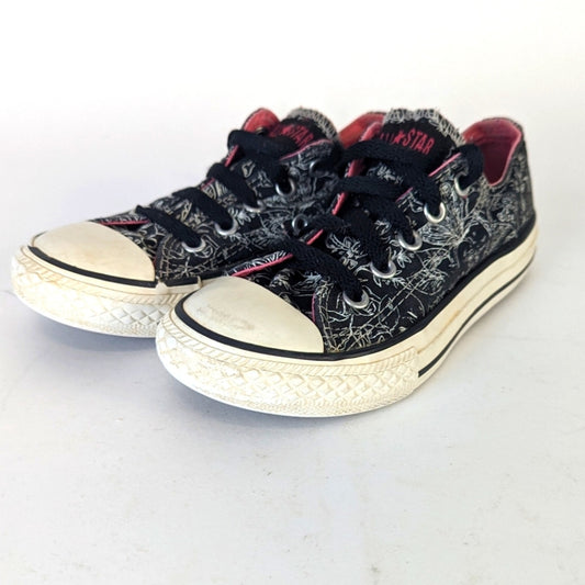 Converse All Star Graphic White Floral Skull  Kids Sneakers -11