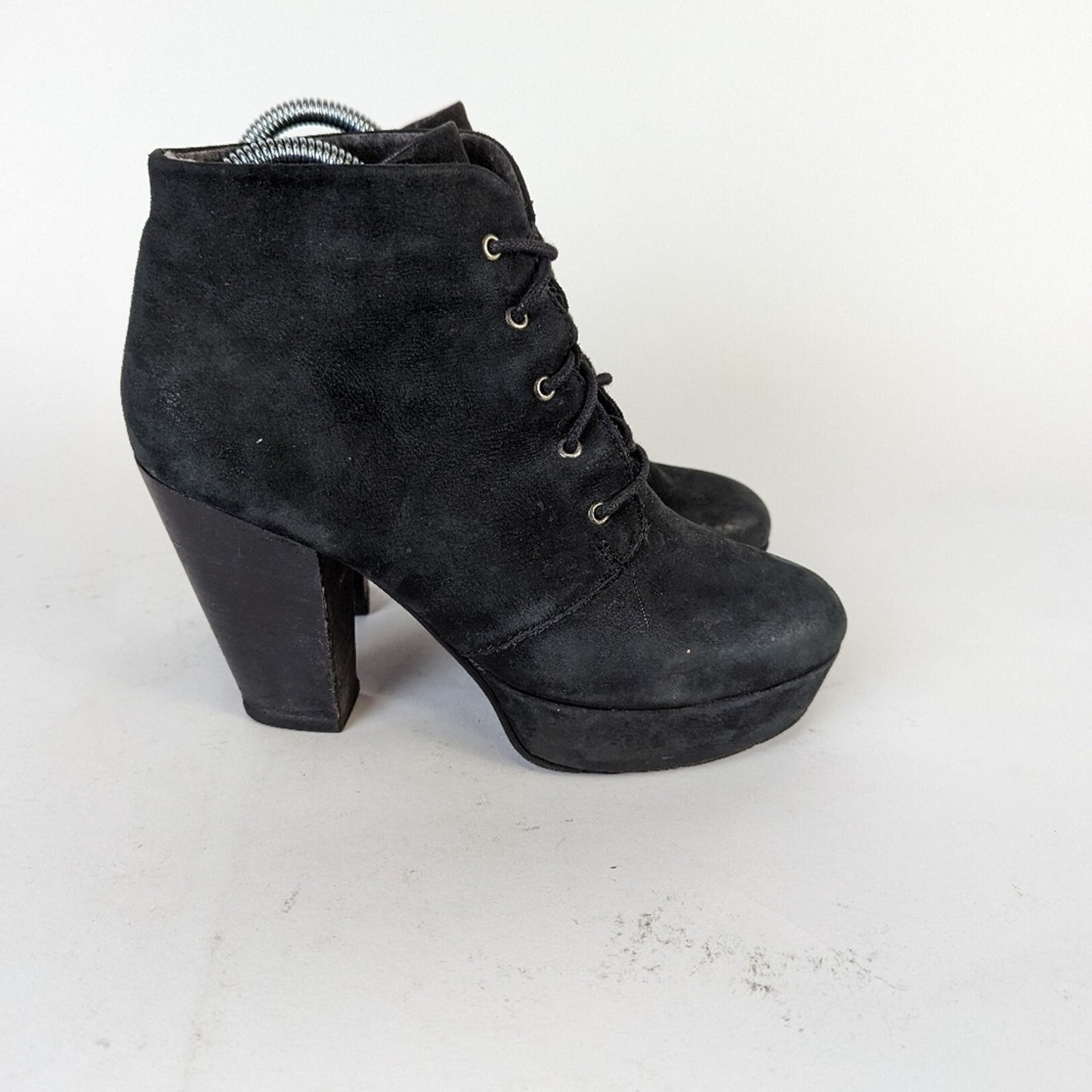 Steve Madden Raspy Black Suede Chunky Ankle Boots -  8.5