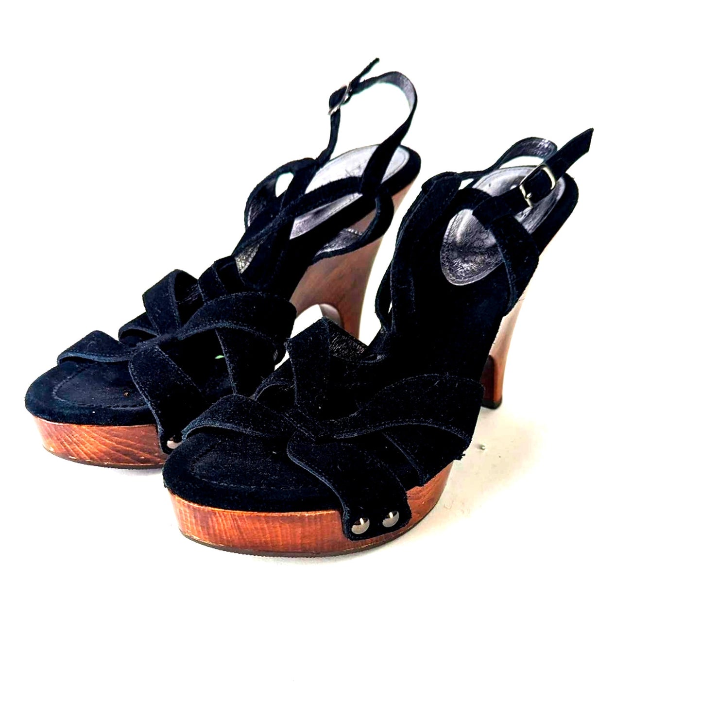 Jessica Bennett Jrena Wooden Leather Sandals Clogs - 9.5