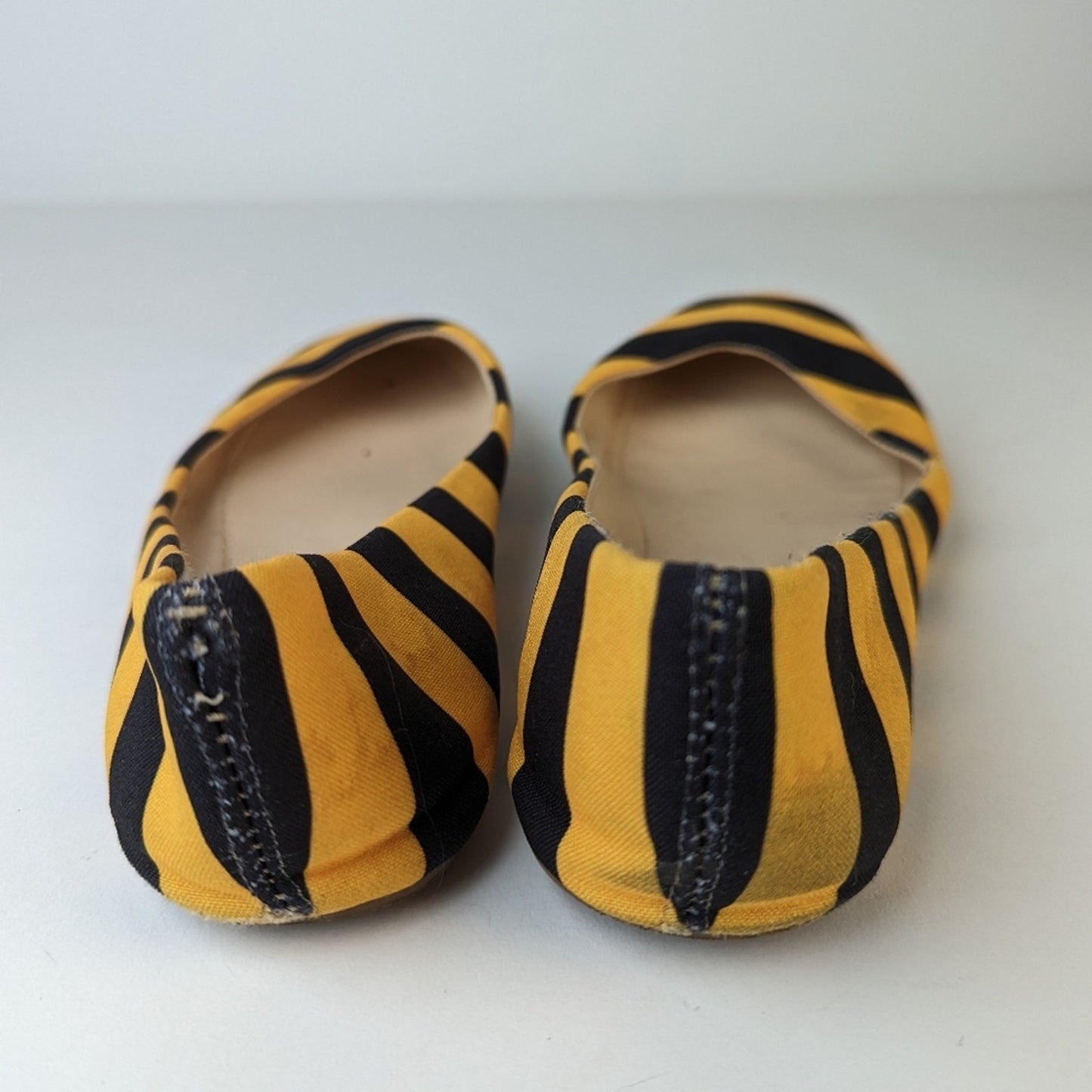 Lillybee Black & Vegas Gold Striped Ballet Shoes - 10