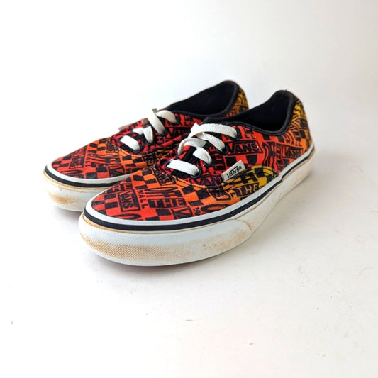 Vans Logo Flame Lace Up Sneakers 5.5