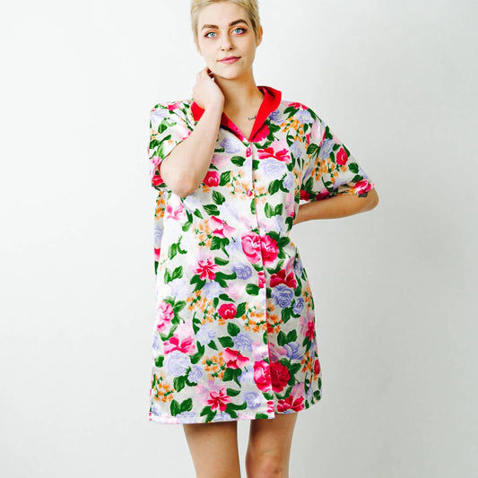 Vintage A' Milan Intimates Floral Button Front Gown / Medium