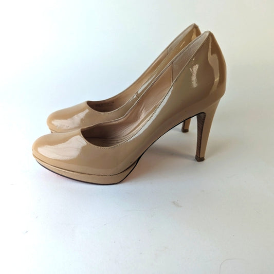 Cole Haan x Nike Air Nude Patent Leather Platform Heels / 7