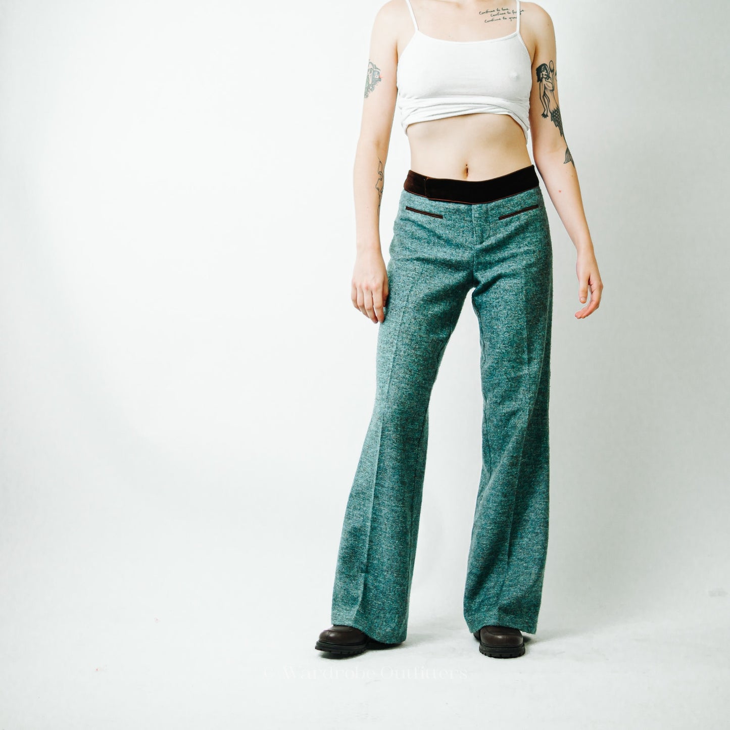 Nanette Lepore Green Tweed Wool Pants / 8